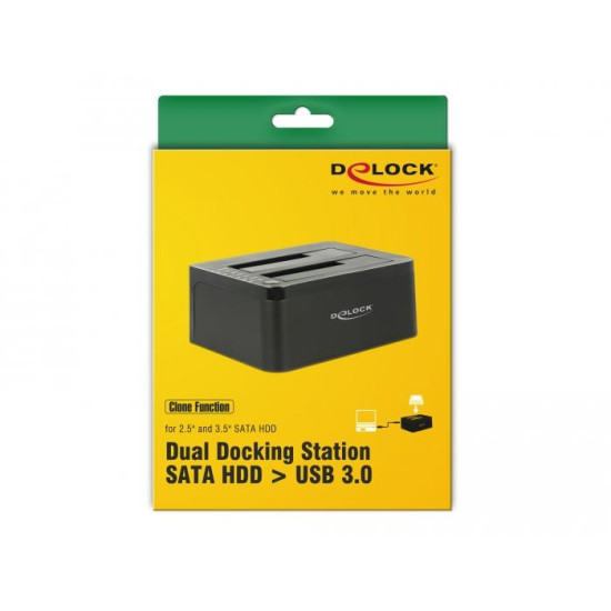 Delock USB 3.0 Dual Docking Station for 2 x SATA HDD / SSD with Clone Function