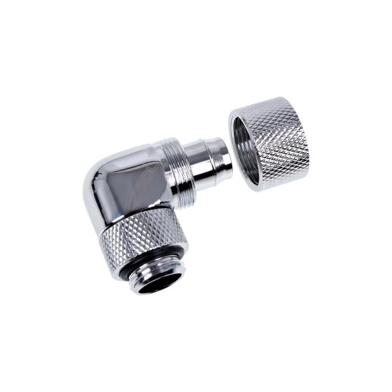 Фитинг Alphacool Eiszapfen, Удължител, 90°, 13/10mm, G1/4, Сребрист