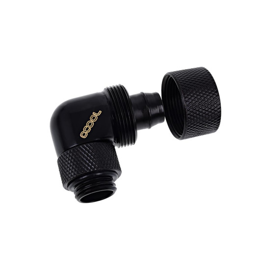 Фитинг Alphacool Eiszapfen, Удължител, 90°, 16/10mm, G1/4, Черен мат