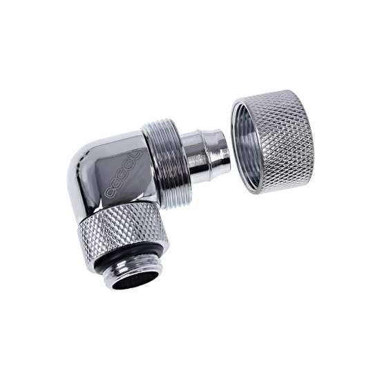 Фитинг Alphacool Eiszapfen, Удължител, 90°, 16/10mm, G1/4, Сребрист