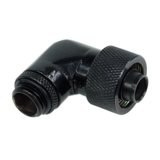 Компресионен фитинг Alphacool, 16/10 - G1/4, 90°, Въртящ се, Черен мат