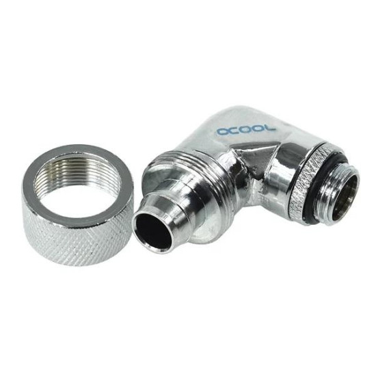Компресионен фитинг Alphacool, 16/10 - G1/4, 90°, Въртящ се, Хром