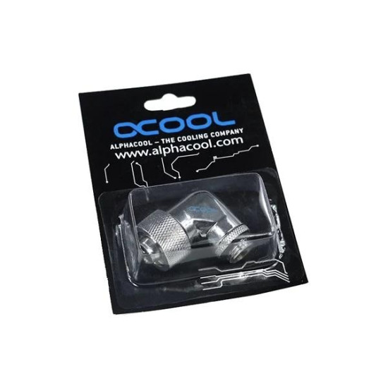 Компресионен фитинг Alphacool, 16/10 - G1/4, 90°, Въртящ се, Хром