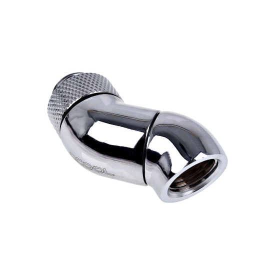 Ъглов адаптер Alphacool Eiszapfen, 2 x 45°, G1/4 външна към G1/4 вътрешна резба, Сребрист