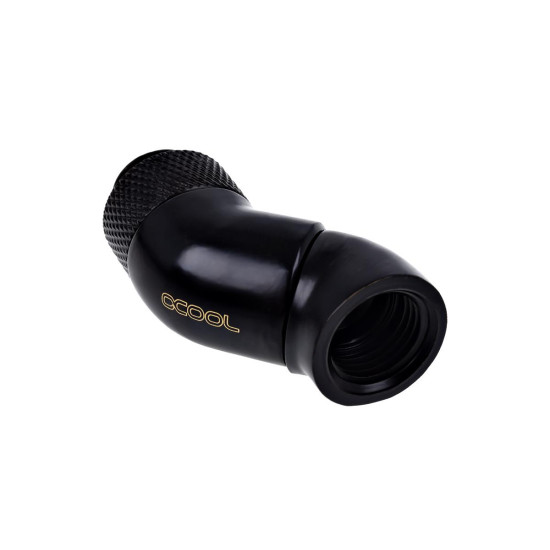 Ъглов адаптер Alphacool Eiszapfen, 2 x 45°, G1/4 външна към G1/4 вътрешна резба, Черен мат