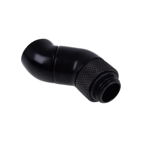 Ъглов адаптер Alphacool Eiszapfen, 2 x 45°, G1/4 външна към G1/4 вътрешна резба, Черен мат