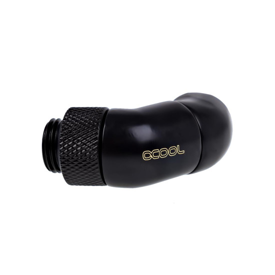 Ъглов адаптер Alphacool Eiszapfen, 2 x 45°, G1/4 външна към G1/4 вътрешна резба, Черен мат