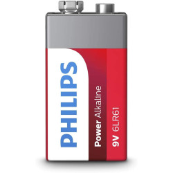 PHILIPS Power alkaline batteries 6LR61P1B / 10, 6LR61 9V, 1pc