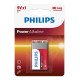PHILIPS Power alkaline batteries 6LR61P1B / 10, 6LR61 9V, 1pc