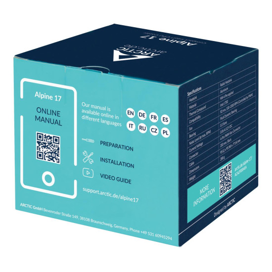 Compact Intel CPU-Cooler Arctic Alpine 17, 1700