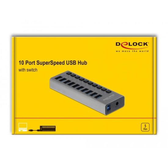 USB Hub with 10 Ports, DELOCK-63670