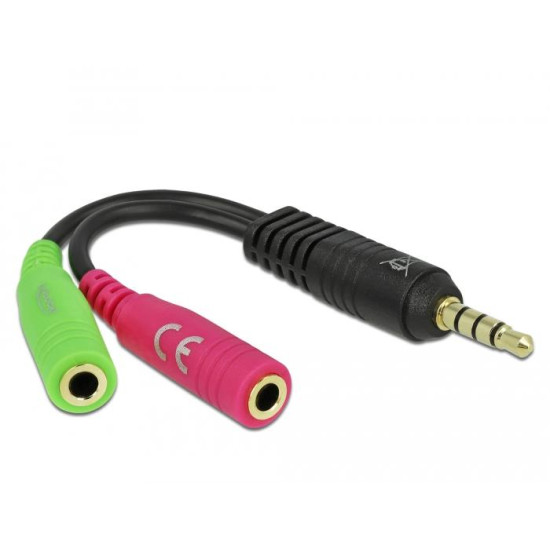 Аудио сплитер Delock, 3.5мм  жак мъжко - 2 х 3.5 mm жак женско, 10cm