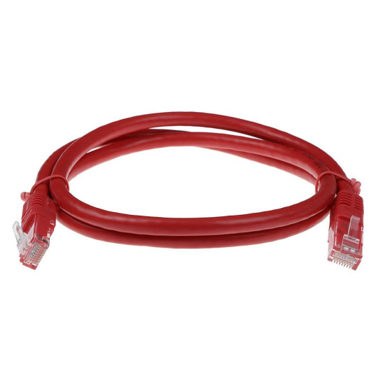 Red 1 meter U/UTP CAT6 patch cable with RJ45 connectors