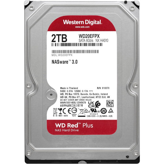HDD WD Red PLUS NAS, 2TB, 5400rpm, 128MB, SATA 3