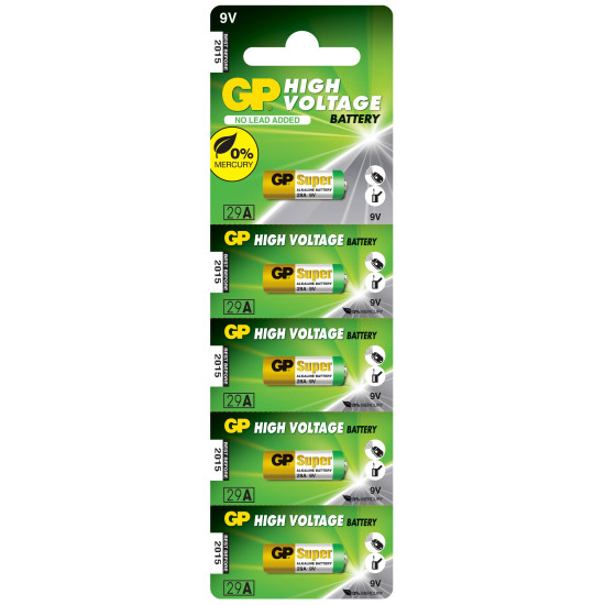 GP 9V alkaline battery /5br./pack price for 1 pcs. / Alarms A29, A32, A25