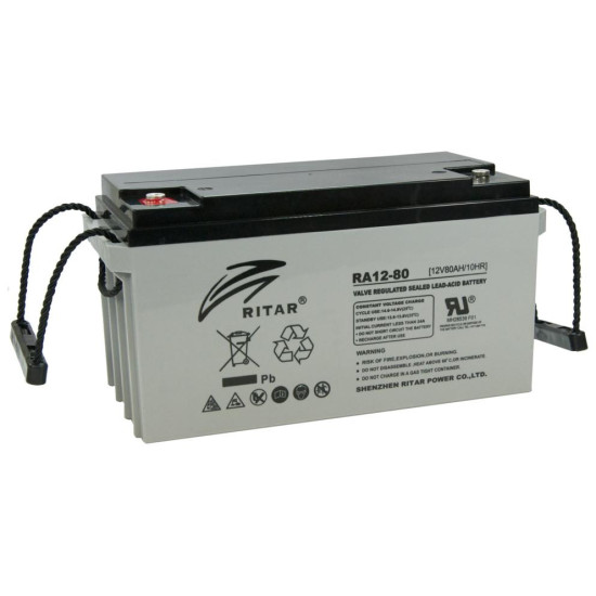 Lead Battery (RA12-80) AGM 12V / 80 Ah - 350 / 167 / 182mm T F11(M6) RITAR