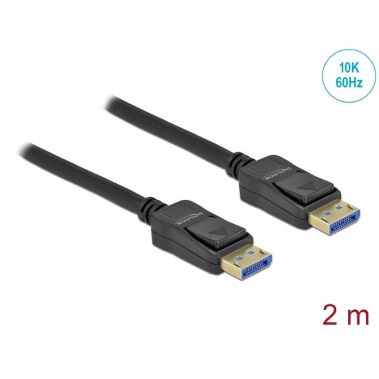 Кабел Delock DisplayPort 2.0 мъжко - DisplayPort мъжко, 2.0м, 10K, Черен