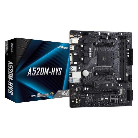 Дънна платка ASRock A520M-HVS, Socket AM4, mATX