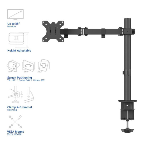 Single monitor arm Black AC8301