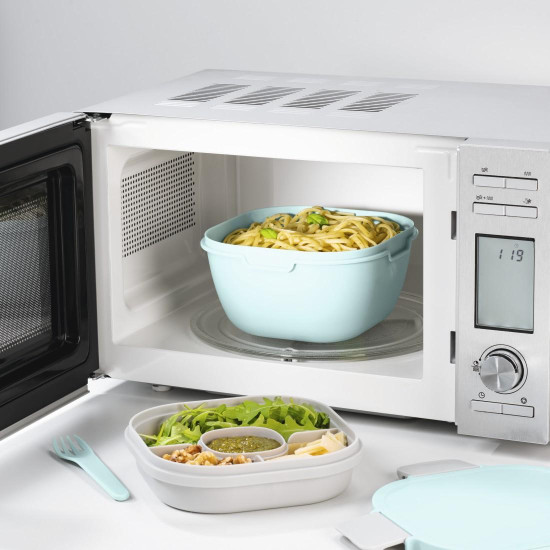 Xavax Salad Box To Go, Dressing Container, Topper 3 Compartments, Cutlery, 1.4 l
