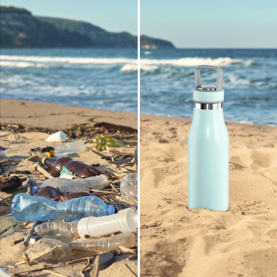 Xavax Drinking Bottle, 500 ml, Twist Closure, Leak-proof, Carbonated Drinks-safe, blue