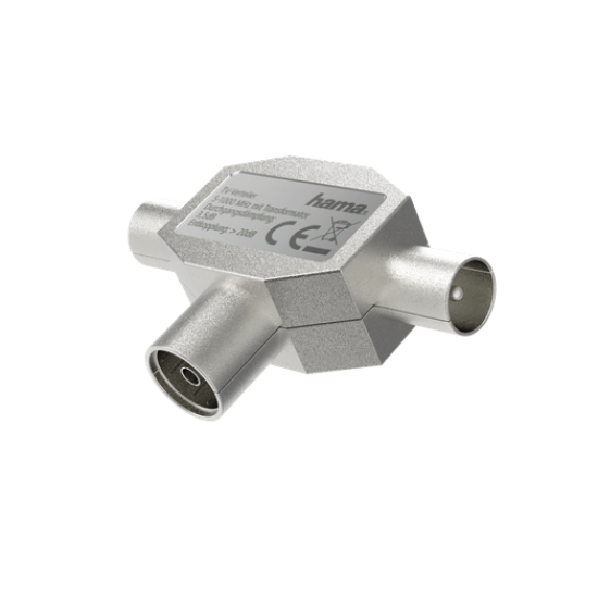 Antenna Splitter, coax socket - 2 coax plugs, HAMA-205236