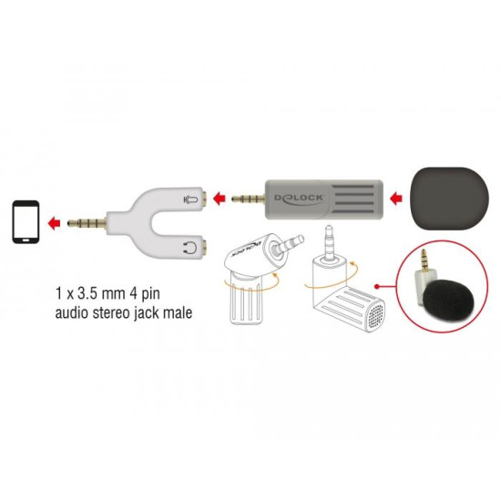 Микрофон DeLock 65893, За смартфон/таблет, 65893