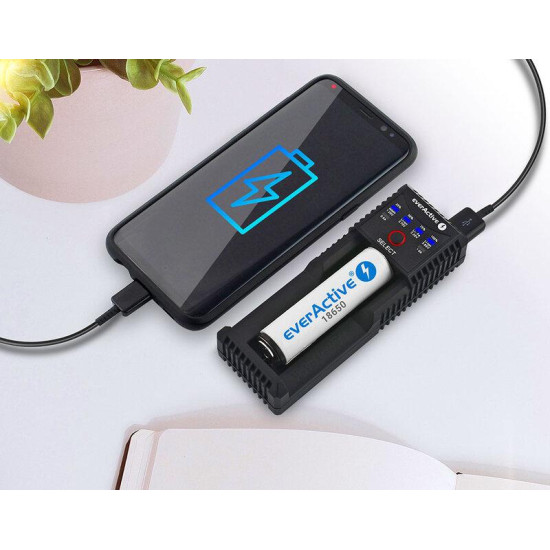 Charger  for  LiIon/NiMh batteries 3,7v/1.2v universal 1 plate USB micro UC-100 EverActive