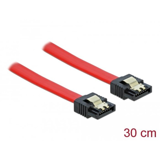 Delock Cable SATA 6 Gb/s male straight > SATA male straight 30 cm red metal