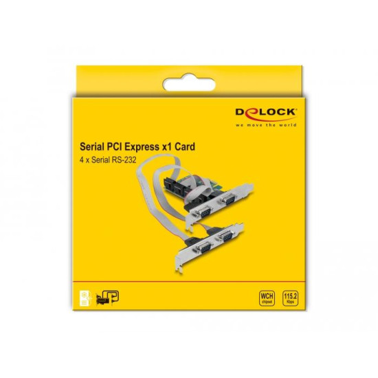 Карта за разширение на слотове Delock, PCI Express Card към 4 x Serial RS-232