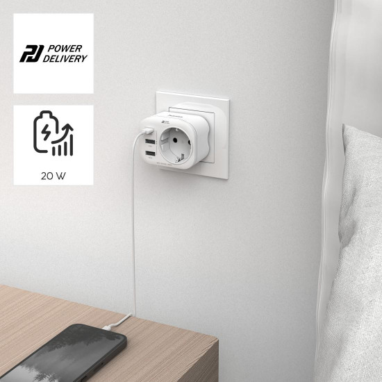 4-Way Multi-Adapter for Socket, 20W, HAMA-223342