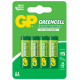 Zinc carbonic zinc battery GP  R6 AA 4 pcs. GREENCELL 15G-U4  1.5V blister