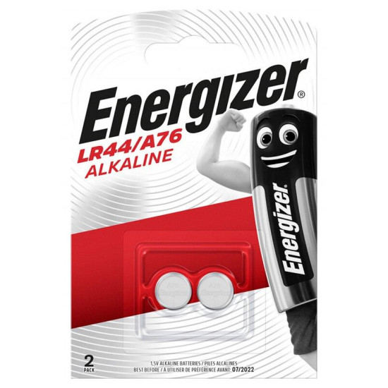 Бутонна микроалкална батерия LR-44 /AG13/ 2бр. 1,55V в опаковка ENERGIZER