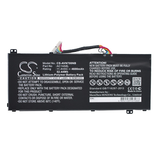Батерия  за лаптоп Acer Aspire Nitro V15 VN7-571G VN7-572G VN7-591G VN7-592G i V17 VN7-791G VN7-792G AC14A8L, 11.4V, 4600mAh CAMERON SINO