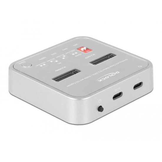 Delock Docking Station for 1 x M.2 NVMe SSD + 1 x M.2 SATA SSD with SD Express (SD 7.1) Card Reader and Clone Function