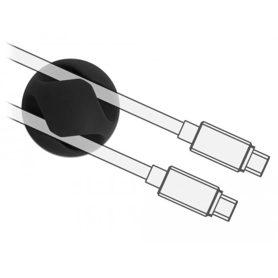 Органайзер за кабели Delock, Самозалепващ, 10 бр. в опаковка, Черен