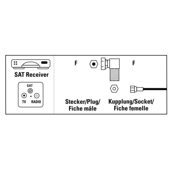 Hama Satellite Receiver Adapter, F-Plug - F-Socket, 90°