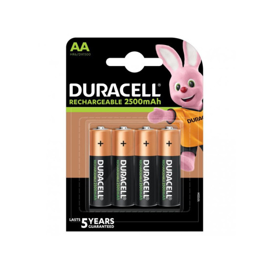 Rechargeable battery DURACELL R6 AA, 2500mAh NiMH, 1.2V, pcs. pack 1.5V