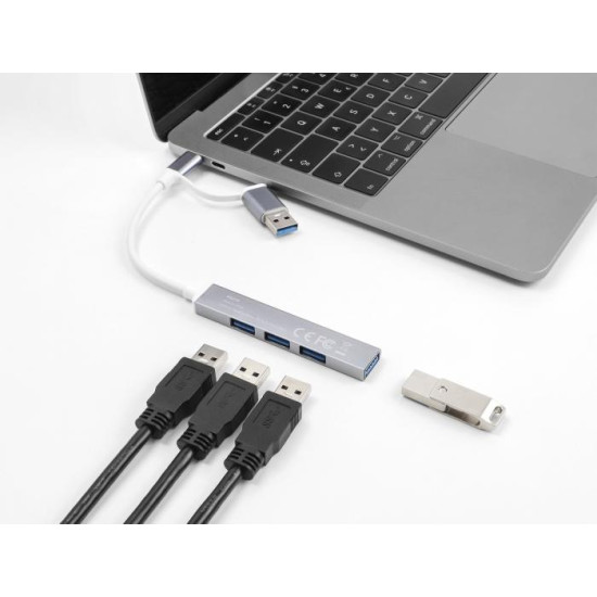 USB хъб Delock, USB-C / USB-A - 3 x USB-A 2.0 + 1 x USB-A 5 Gbps