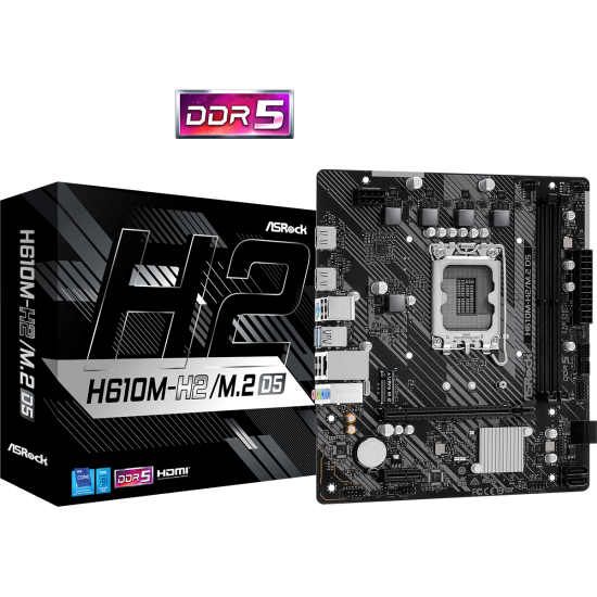 Motherboard ASRock H610M-H2/M.2, DDR5, mATX