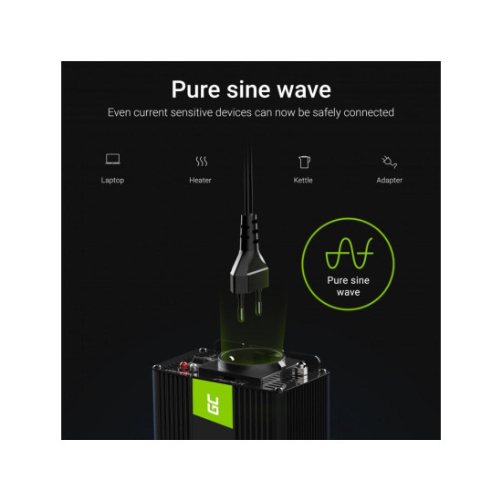 Инвертор UPS GREEN CELL, 12V, 300W/600W, Pure Sine Wave