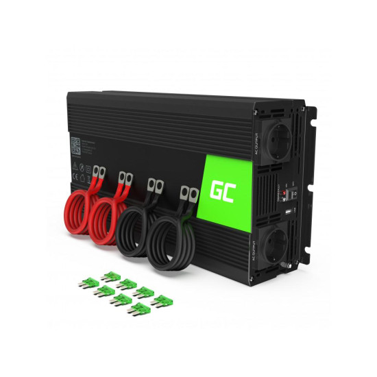 Инвертор GREEN CELL, 12/220V, DC/AC, 2000W/4000W, Чиста синусоида
