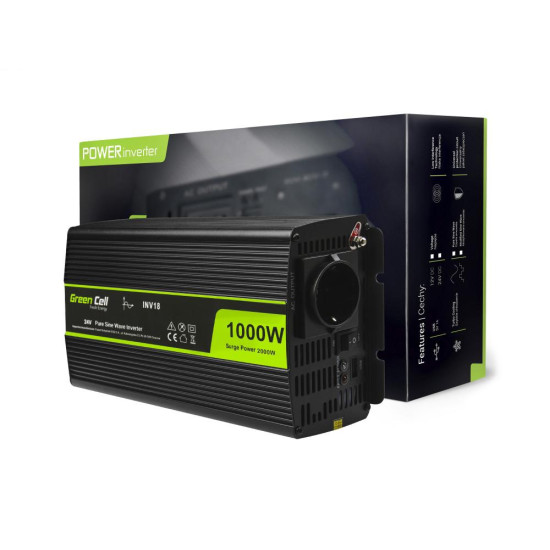 Инвертор GREEN CELL 24V/1000W  чиста синусоида
