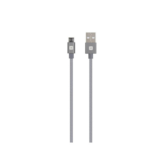 Skross USB to Micro USB Cable, Metal Braiding, 1.2 m, Grey