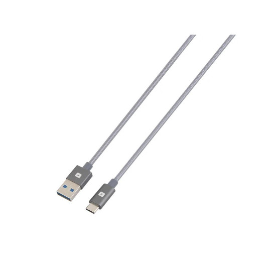 Skross USB-C to USB-A Cable, Metal Braiding, 1.2 m, Grey