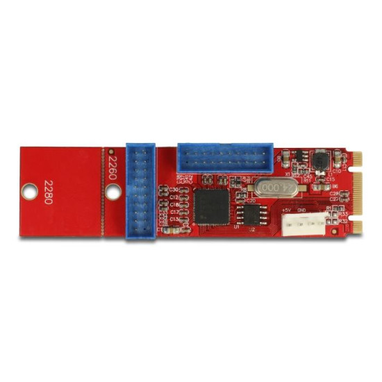 Адаптер Delock, M.2 Key B+M мъжко към 2 x USB 5 Gbps Pin Header