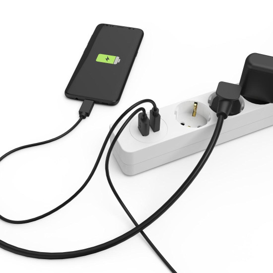 Разклонител HAMA USB 3.4A, 5 гнезда, 2x USB, 3400mA, 223183