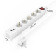 Разклонител HAMA USB 3.4A, 5 гнезда, 2x USB, 3400mA, 223183