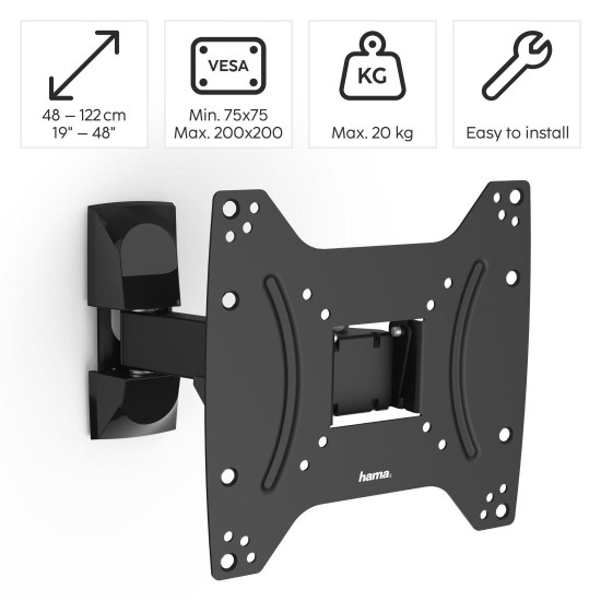 Hama TV Wall Bracket, Swivel, Tilt, 122 cm, 48
