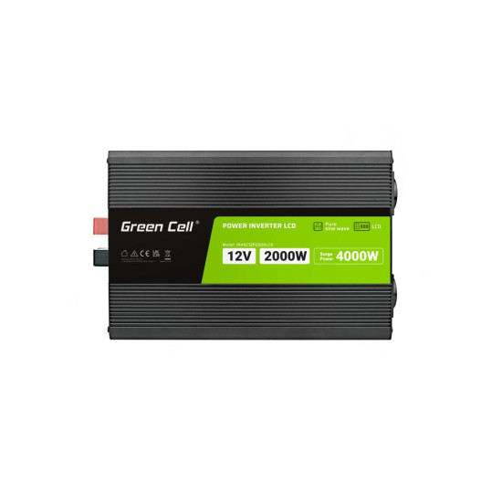Inverter 12/220 V  DC/AC 2000W/4000W INVGCP2000LCD  LCD  Pure sine wave GREEN CELL